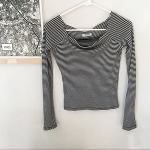Zara Tafaluc striped off the shoulder long sleeve
